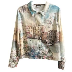 EUC Impulse California Size M Multicolor Scenic Paris Print Jacket